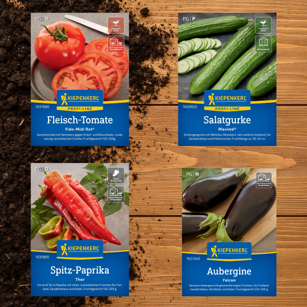 Gewächshaus-Set 4 x Saatguttüten Fruchtgemüse von Kiepenkerl