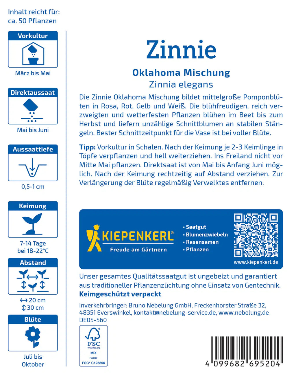 Zinnie ‚Oklahoma Mischung‘ – Samen